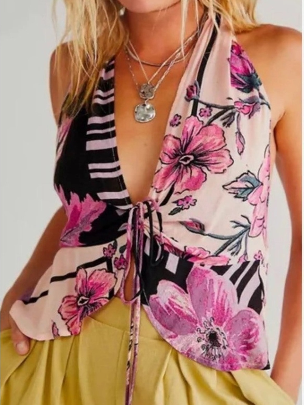 FREE PEOPLE Hot Tropics Lightweight Halter Top